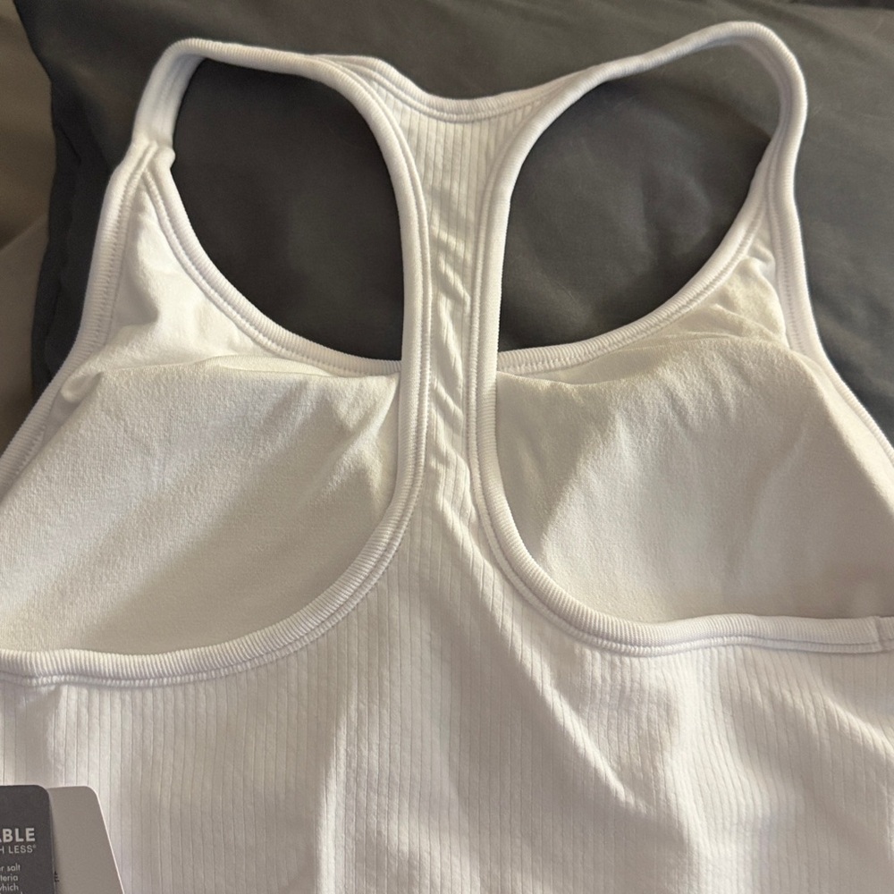 Athleta White Ribbed Racerback Tank - Picture 3 of 7
